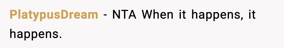 PlatypusDream - NTA When it happens, it happens.