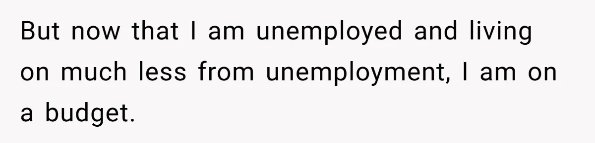 But now that I am unemployed and living on much less from unemployment, I am on a budget.