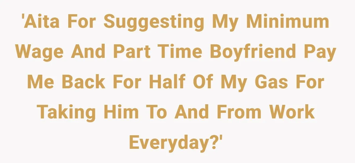 'AITA for suggesting my minimum wage and part time boyfriend pay me back for half of my gas for taking him to and from work everyday?'