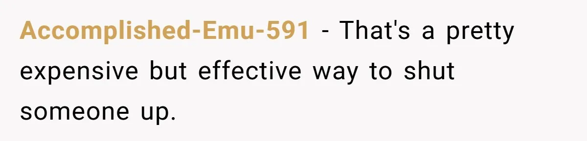 Accomplished-Emu-591 − That's a pretty expensive but effective way to shut someone up.