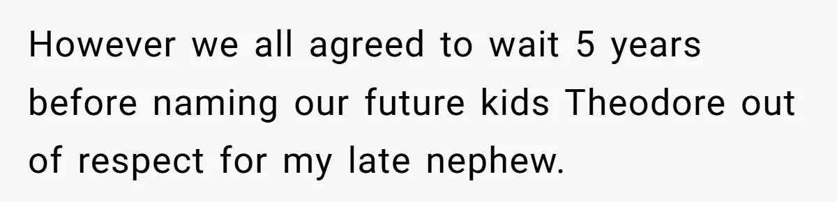 This Grandfather Raised His Family and Now They are Fighting Over His Name However we all agreed to wait 5 years before naming our future kids Theodore out of respect for my late nephew.
