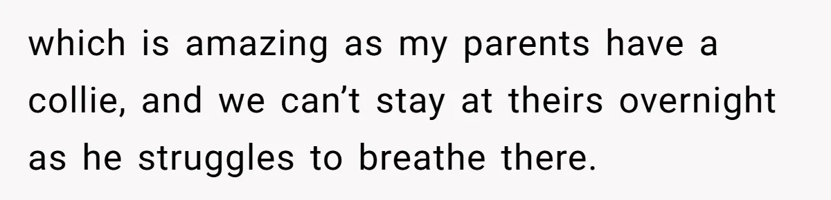 which is amazing as my parents have a collie, and we can’t stay at theirs overnight as he struggles to breathe there.