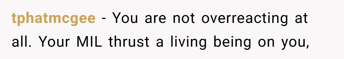 tphatmcgee − You are not overreacting at all. Your MIL thrust a living being on you,