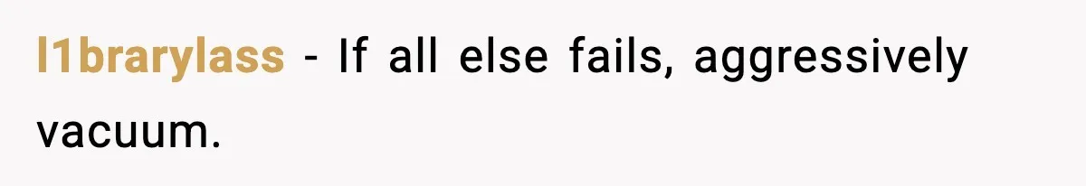 l1brarylass - If all else fails, aggressively vacuum.