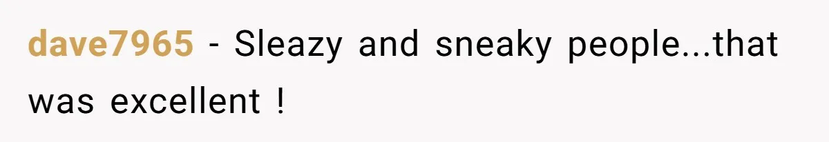 dave7965 − Sleazy and sneaky people...that was excellent !