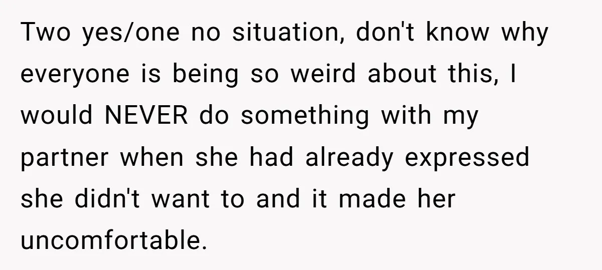 “He Lifted Me Anyway.” A Bride’s Wedding-Day Boundary Sparked a Heated Debate Two yes/one no situation, don't know why everyone is being so weird about this, I would NEVER do something with my partner when she had already expressed she didn't want...