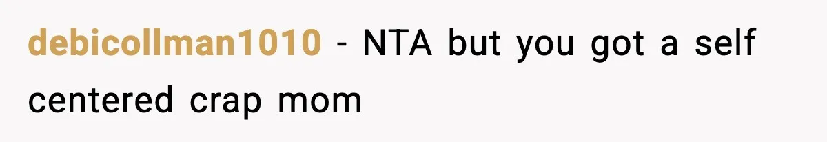 debicollman1010 - NTA but you got a self centered crap mom