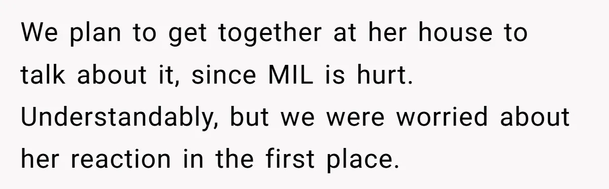 Finding Peace After a Terrifying Custody Scare With a Deeply Unwell Grandparent We plan to get together at her house to talk about it, since MIL is hurt. Understandably, but we were worried about her reaction in the first place.