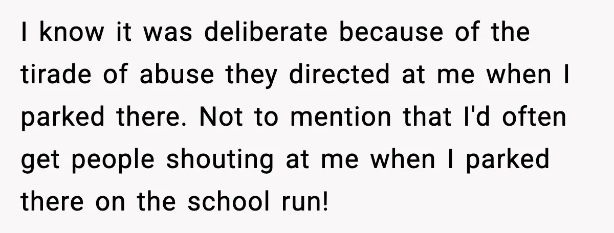 I know it was deliberate because of the tirade of abuse they directed at me when I parked there. Not to mention that I'd often get people shouting at me...
