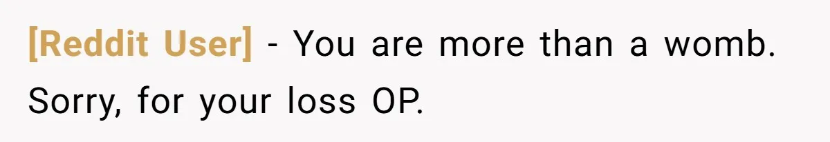 [Reddit User] − You are more than a womb. Sorry, for your loss OP.