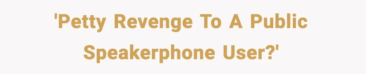 'Petty revenge to a public speakerphone user?'