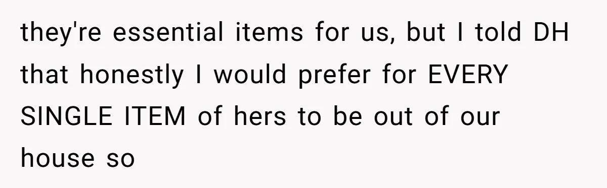 Mom-in-Law Leaves the House But Decides to "Pack" the Family Dog they're essential items for us, but I told DH that honestly I would prefer for EVERY SINGLE ITEM of hers to be out of our house so