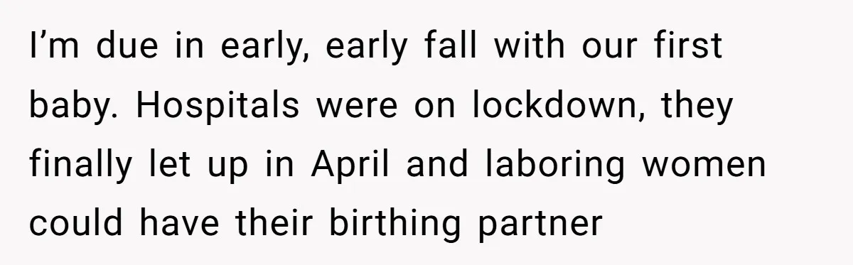 I’m due in early, early fall with our first baby. Hospitals were on lockdown, they finally let up in April and laboring women could have their birthing partner