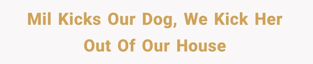 MIL kicks our dog, we kick her out of our house