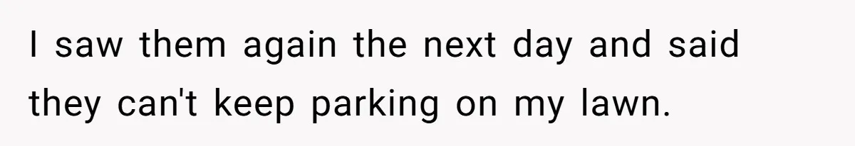 I saw them again the next day and said they can't keep parking on my lawn.
