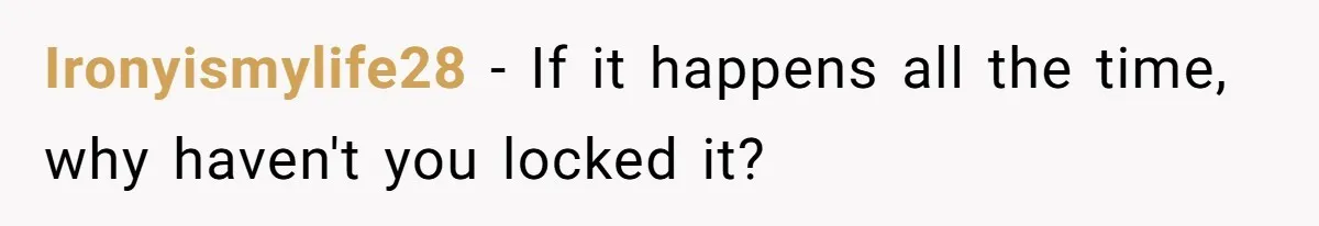 Ironyismylife28 − If it happens all the time, why haven't you locked it?