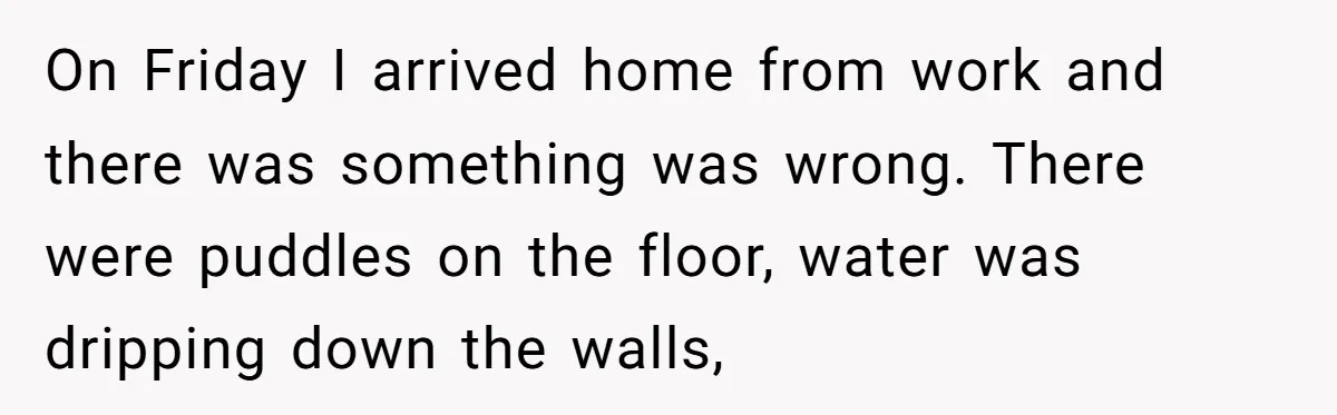 How a "Relaxing Bath" Turned Into a Waterlogged Disaster for This Heartbroken Couple On Friday I arrived home from work and there was something was wrong. There were puddles on the floor, water was dripping down the walls,