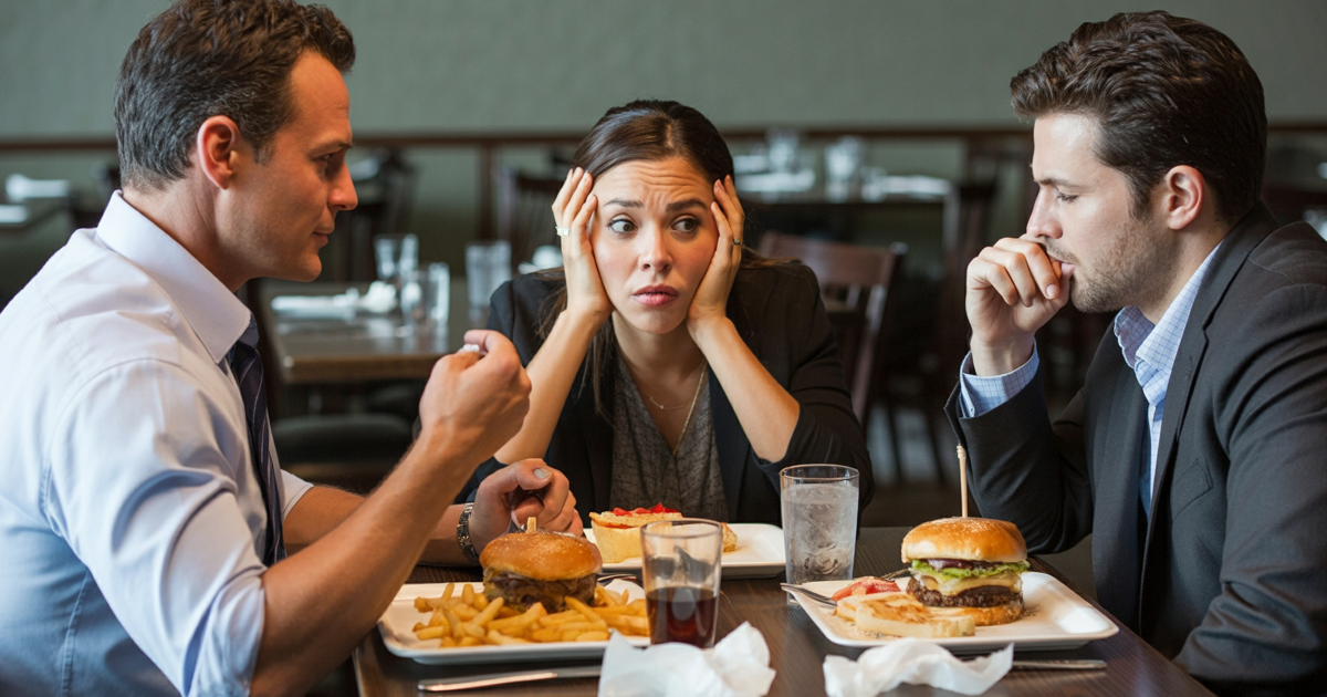 Manager Advises Assistant On Client Lunch Etiquette After She Orders Large Meal And Dessert, She Breaks Down Crying