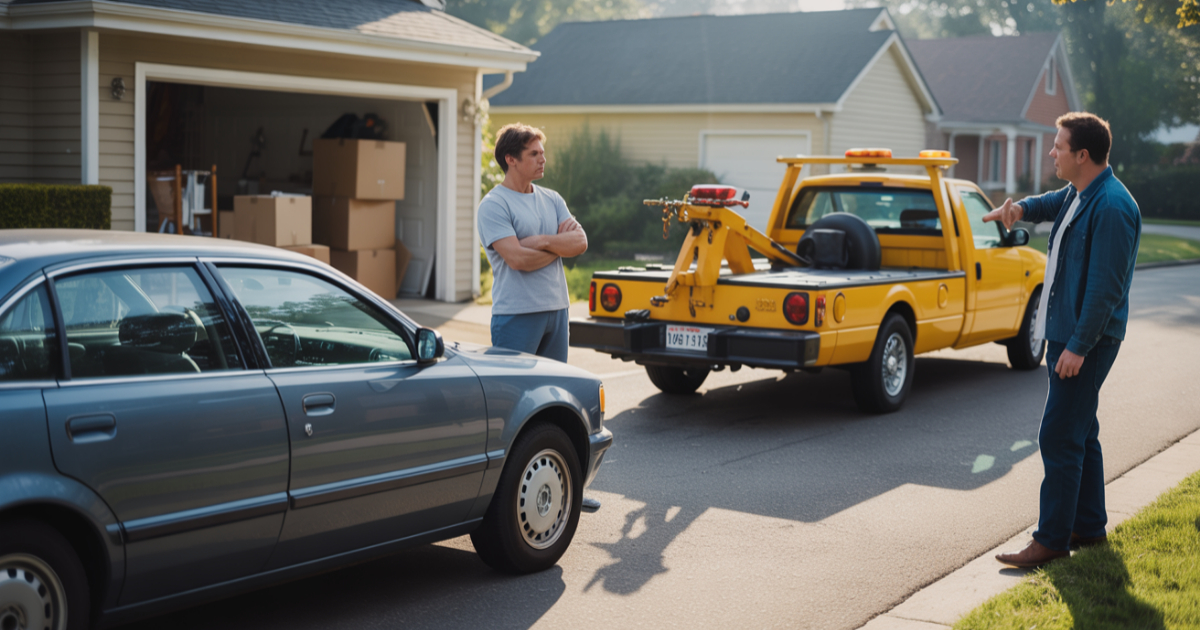 Man Calls Tow Truck On Car Blocking His Garage, Neighbor Shows Up Furious