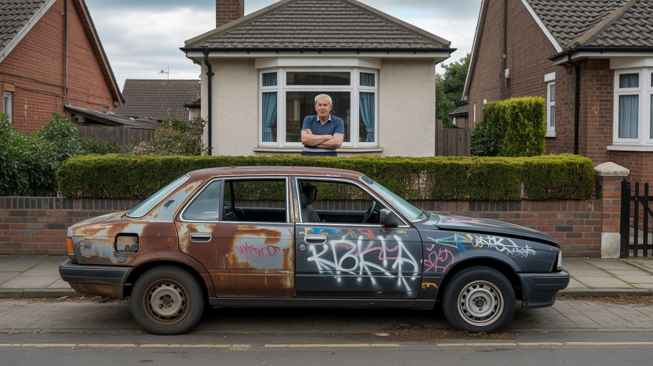 Man Gets Tire Slashed Over Parking, Parks Junk Car For A Year In Revenge