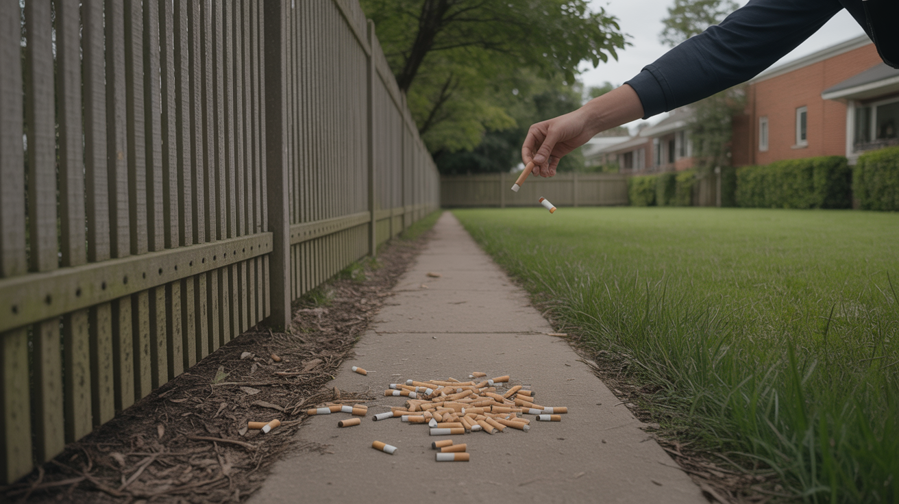 Man Throws Cigarette Butts Back Over Fence After Weeks of Littering