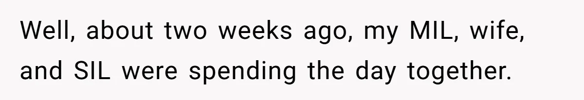 Well, about two weeks ago, my MIL, wife, and SIL were spending the day together.