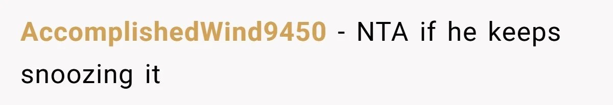 AccomplishedWind9450 − NTA if he keeps snoozing it