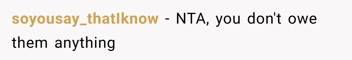 soyousay_thatIknow − NTA, you don't owe them anything