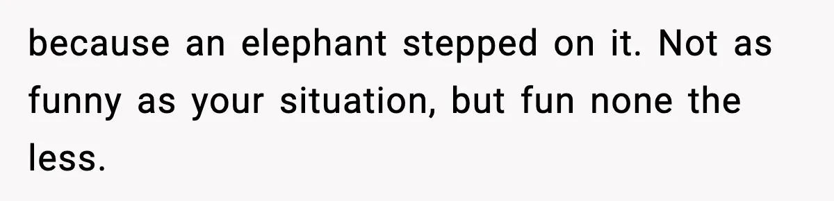 because an elephant stepped on it. Not as funny as your situation, but fun none the less.