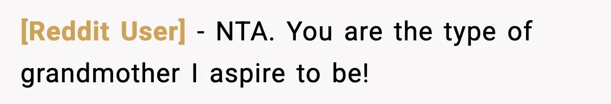 [Reddit User] − NTA. You are the type of grandmother I aspire to be!