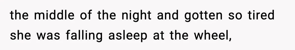 the middle of the night and gotten so tired she was falling asleep at the wheel,