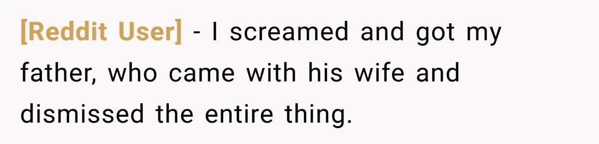 [Reddit User] − I screamed and got my father, who came with his wife and dismissed the entire thing.