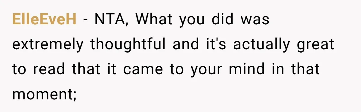 ElleEveH − NTA, What you did was extremely thoughtful and it's actually great to read that it came to your mind in that moment;