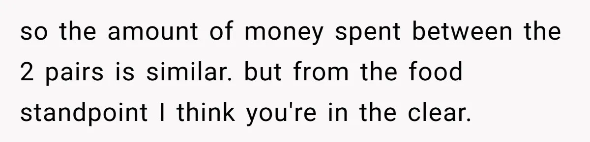 Man Buys Wagyu For His Parents But “Select” Steaks For In-Laws, Wife Calls Him Petty so the amount of money spent between the 2 pairs is similar. but from the food standpoint I think you're in the clear.