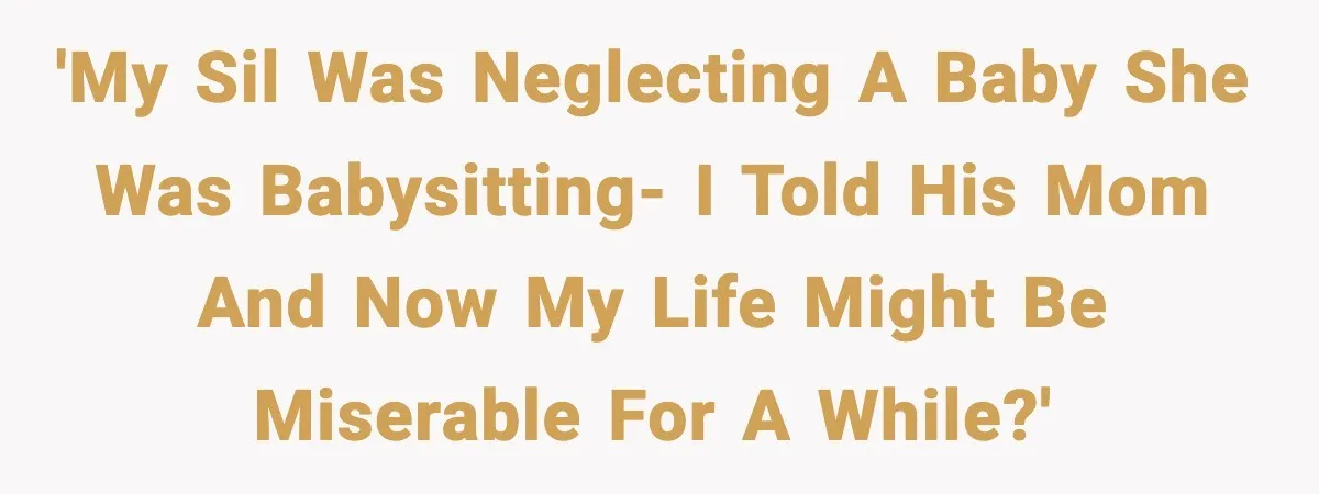'My SIL was neglecting a baby she was babysitting- I told his mom and now my life might be miserable for a while?'