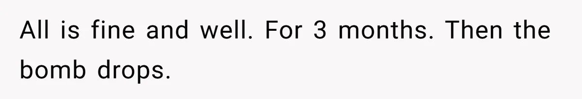 All is fine and well. For 3 months. Then the bomb drops.