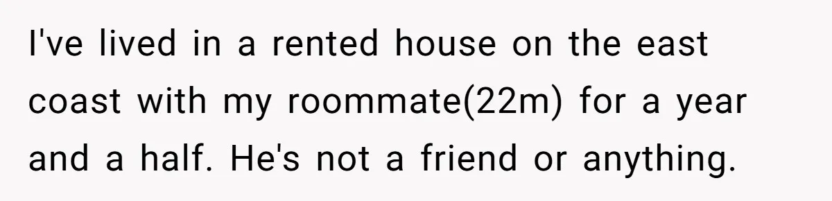 I've lived in a rented house on the east coast with my roommate(22m) for a year and a half. He's not a friend or anything.