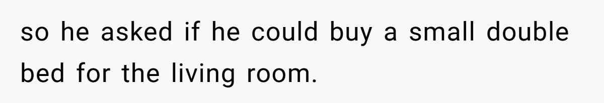 so he asked if he could buy a small double bed for the living room.