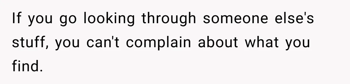If you go looking through someone else's stuff, you can't complain about what you find.