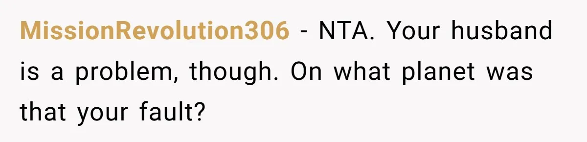MissionRevolution306 − NTA. Your husband is a problem, though. On what planet was that your fault?