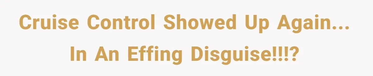Cruise Control showed up again... in an effing disguise!!!?