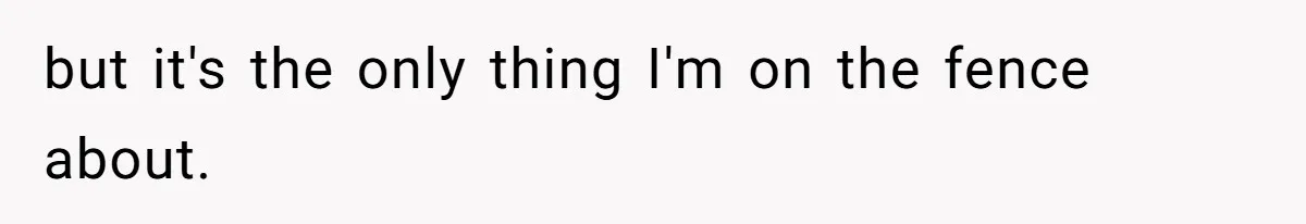 but it's the only thing I'm on the fence about.