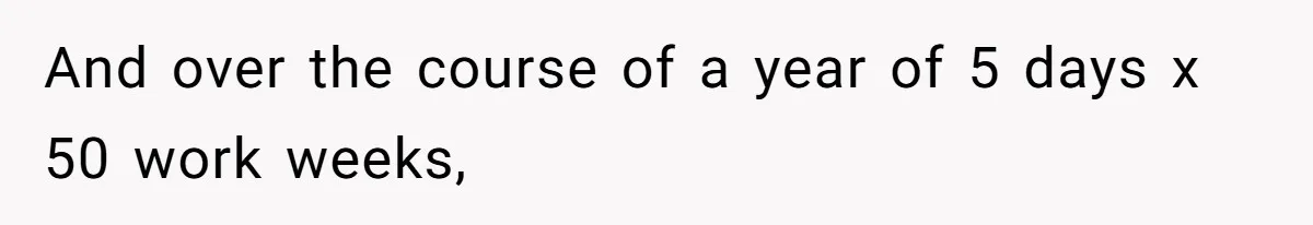And over the course of a year of 5 days x 50 work weeks,