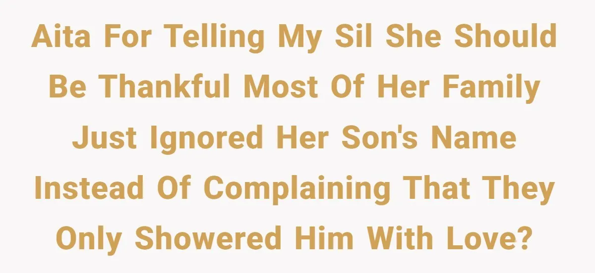 AITA for telling my SIL she should be thankful most of her family just ignored her son's name instead of complaining that they only showered him with love?