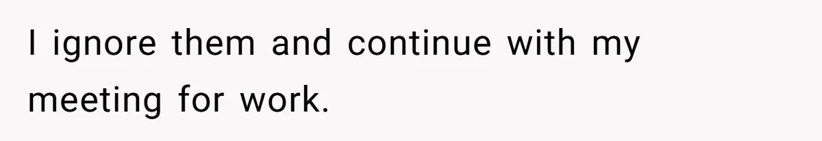 I ignore them and continue with my meeting for work.