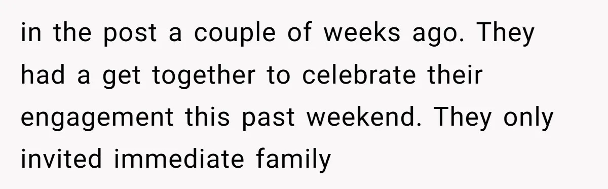 in the post a couple of weeks ago. They had a get together to celebrate their engagement this past weekend. They only invited immediate family