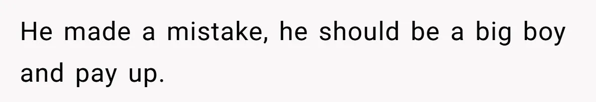 He made a mistake, he should be a big boy and pay up.