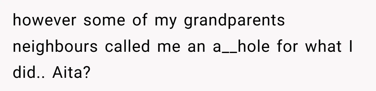 however some of my grandparents neighbours called me an a__hole for what I did.. Aita?
