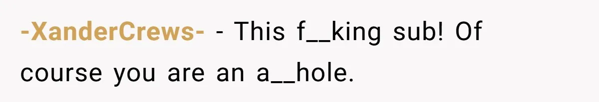 -XanderCrews- − This f__king sub! Of course you are an a__hole.