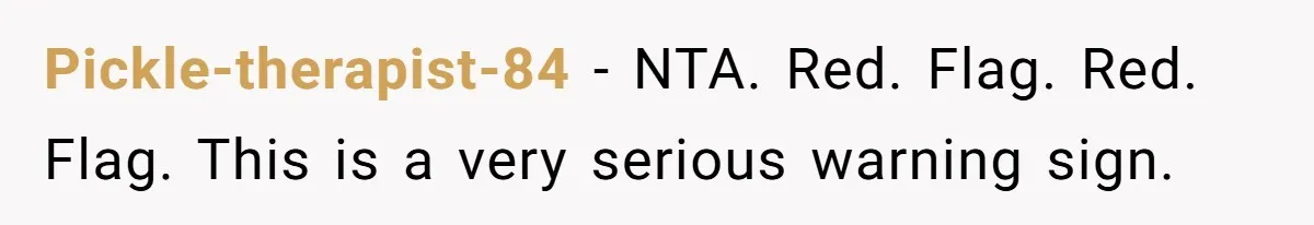 Pickle-therapist-84 − NTA. Red. Flag. Red. Flag. This is a very serious warning sign.